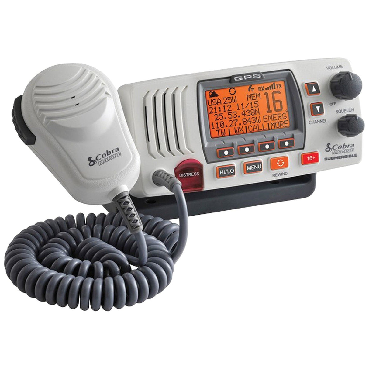 Cobra Marine 25-Watt Class-D Fixed-Mount VHF Radio with Built-in GPS Receiver