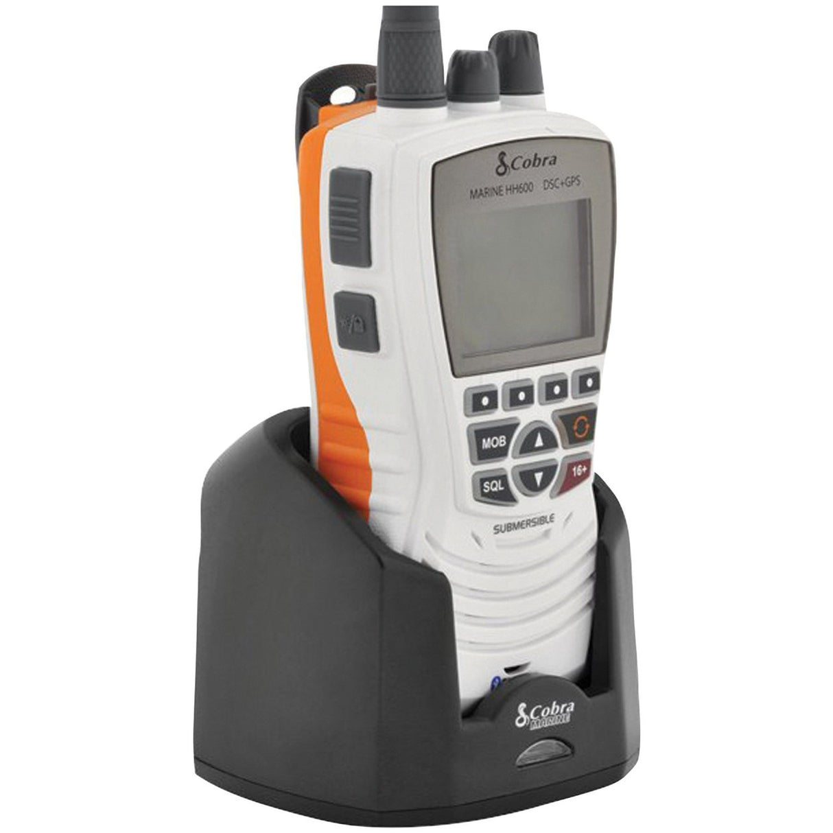 Cobra Marine DSC Floating VHF Marine Radio with Built-in GPS & Bluetooth\u00ae (White)