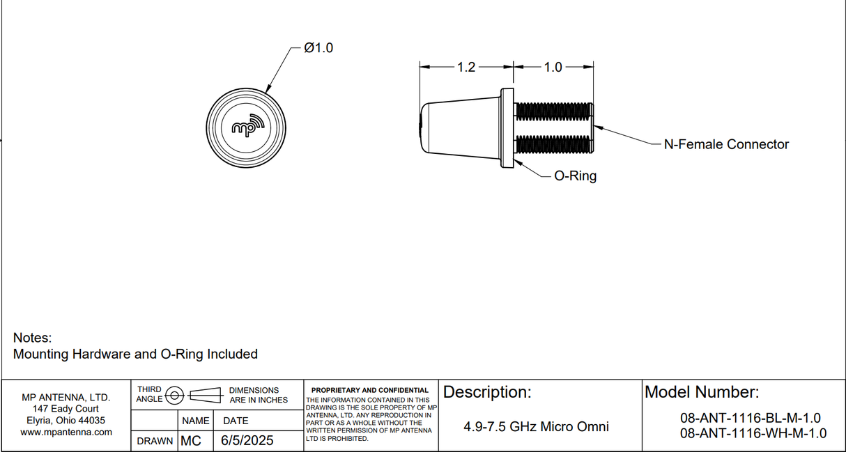 MP Antenna 08-ANT-1116-BL-M-1.0